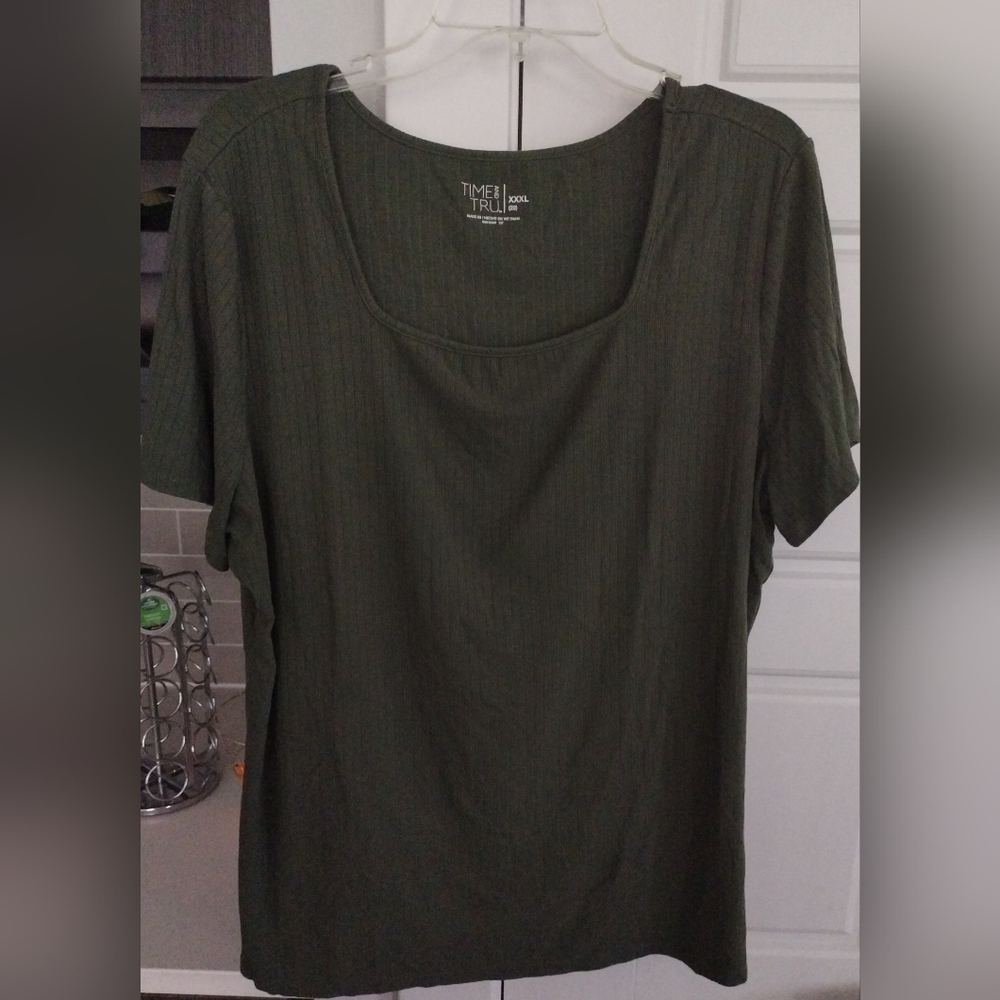 Olive Green Squared Neck Shirt